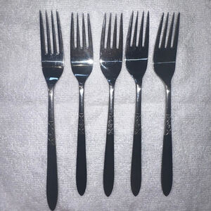 Vintage EKCO Eterna Stainless Canoe Muffin Salad/Dinner Fork Lot EKS37 Japan MCM